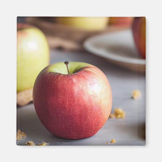 Verse rode appels op tafel, pasteitkruiden magneet (Voorkant)