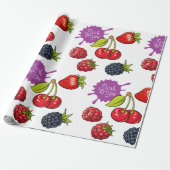 Verse rode bessen en kersen cadeaupapier (Uitgerold)