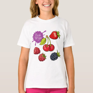 Verse rode bessen en kersen t-shirt
