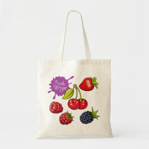 Verse rode bessen en kersen tote bag