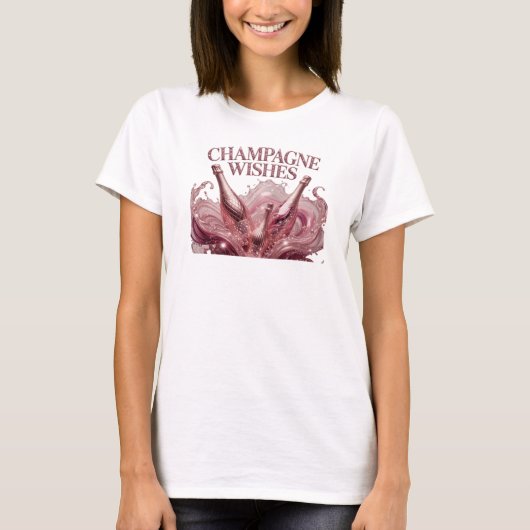 Verse Rode CHAMPAGNE WENSEN Grafische T-shirt (Voorkant)
