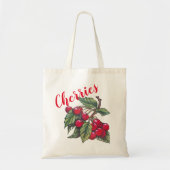 Verse rode kersen fruit winkelen retro tote bag (Voorkant)