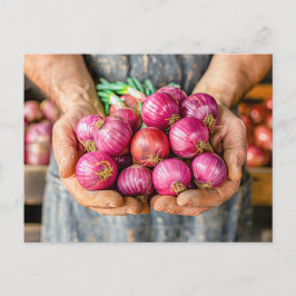 Verse rode uien in het bezit van de boer feestdagenkaart