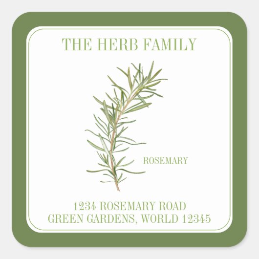 VERSE ROSEMARY Kleine Vierkante Envelope Seals - G Sticker (Voorkant)