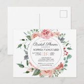 Verse roze bloei Elegant Vrijgezellenfeest Uitnodiging Briefkaart (Voorkant / Achterkant)