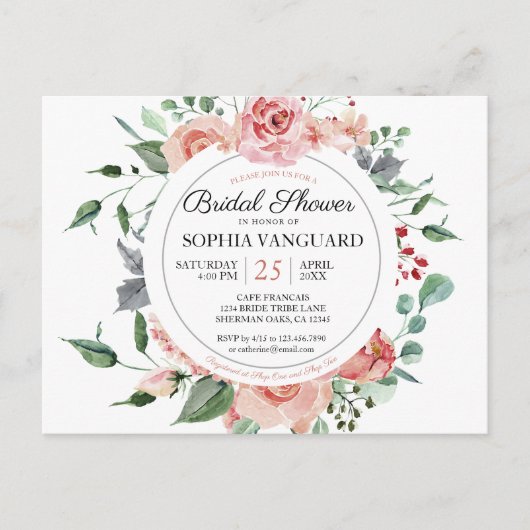 Verse roze bloei Elegant Vrijgezellenfeest Uitnodiging Briefkaart (Voorkant)