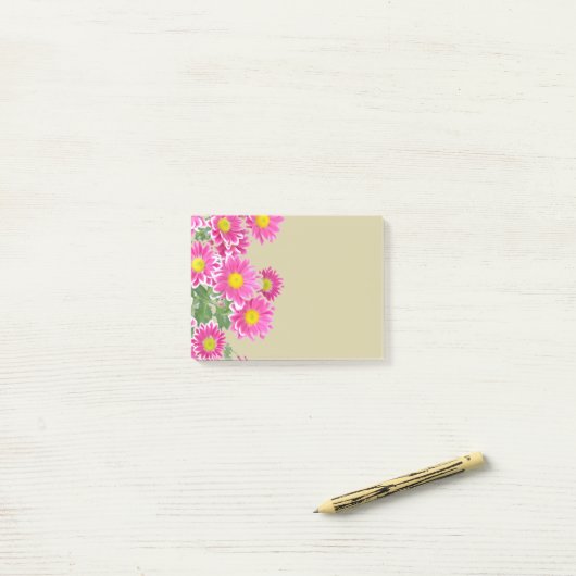 Verse Roze Daisy Bloemen Rand Post-it® Notes (Op bureau)