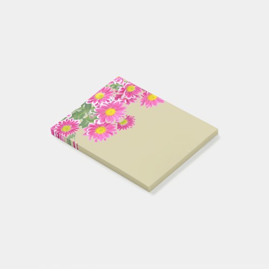 Verse Roze Daisy Bloemen Rand Post-it® Notes (Schuin)