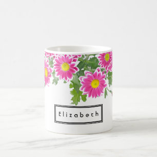 Verse roze en Witte Daisy Flowers, gepersonaliseer Koffiemok