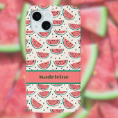Verse Roze Groene Watermeloen Patroon Crème Monogr Case-Mate iPhone Case
