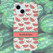 Verse Roze Groene Watermeloen Patroon Crème Monogr Case-Mate iPhone Case