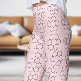 Verse Roze Honey Bee Hive Patroon Leggings