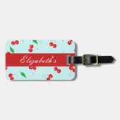 Verse roze kersen op een Mint achtergrond Bagagelabel (Voorkant horizontaal)