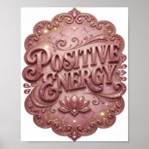 Verse roze POSITIEVE ENERGIE 3D-tekstkunst Poster