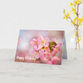 Verse roze Sakura-bloemen op roze Kaart (Gele Bloem)