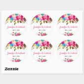 Verse roze waterverf bloem sticker (Vel)