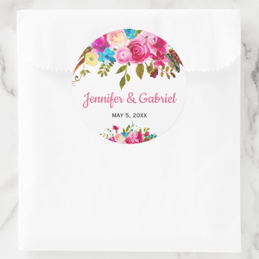 Verse roze waterverf bloem sticker (Tas)