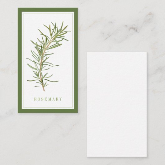 VERSE ROZEMARIJN 3.5x2 Platte Kaart / Groen Notitiekaartje (Voorkant / Achterkant)