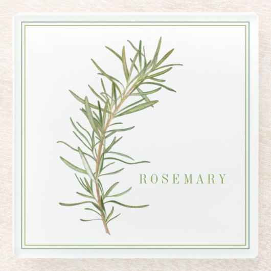 VERSE ROZEMARIJN Glas Drank Coaster (+tekst) Glazen Onderzetter (Voorkant)