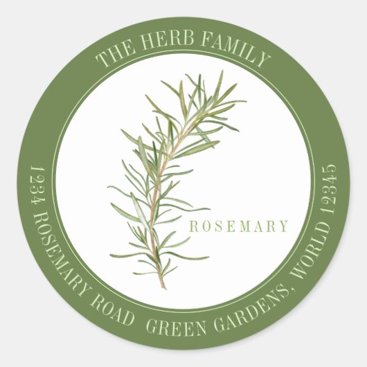 VERSE ROZEMARIJN Grote ronde envelop afdichtingen  Sticker (Voorkant)