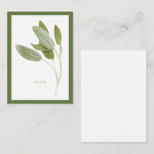 VERSE SAGE 3.5x2.5 Vlakke Kaart/Groen Notitiekaartje (Voorkant / Achterkant)