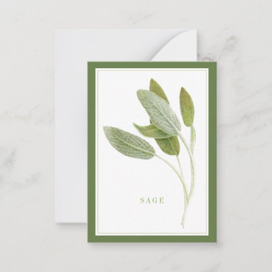 VERSE SAGE 3.5x2.5 Vlakke Kaart/Groen Notitiekaartje (Voorkant)