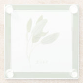 VERSE SAGE Glas Drank Coaster (+tekst) Groen Glazen Onderzetter (Achterkant)