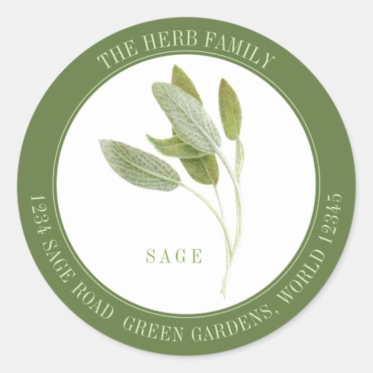 VERSE SAGE Grote Ronde Envelop Afdichtingen - Groe Sticker (Voorkant)