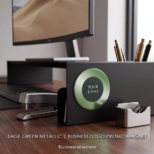 Verse Salie Groene Metallic Zakelijk Logo Promo Magneet