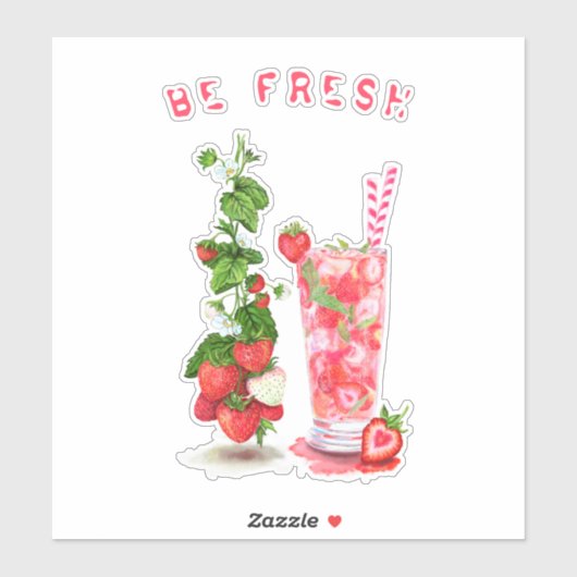 Verse Sappen Koel Drankje - Zomer Vruchten Sticker (Vel)