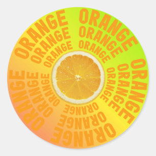 Verse & sappige sinaasappel plakker met typografie ronde sticker