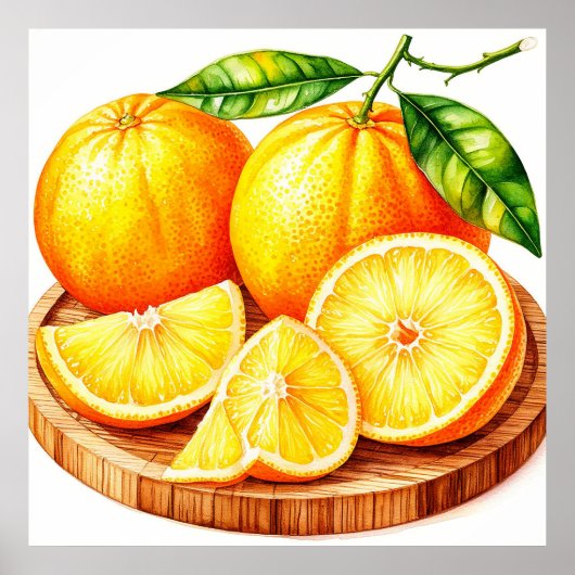 Verse sappige sinaasappels met plakjes poster (Voorkant)