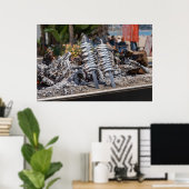 Verse sardientjes grillen boven open vlam op het s poster (Thuiskantoor)