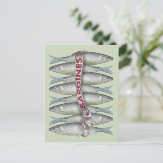 Verse sardines briefkaart (Staand voorkant)