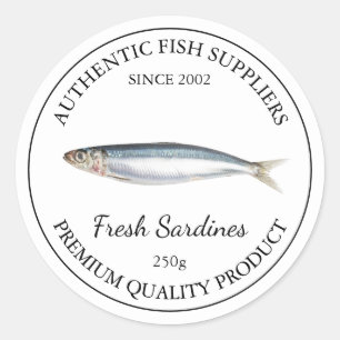 Verse sardines Verpakkingsetiket Ronde Sticker