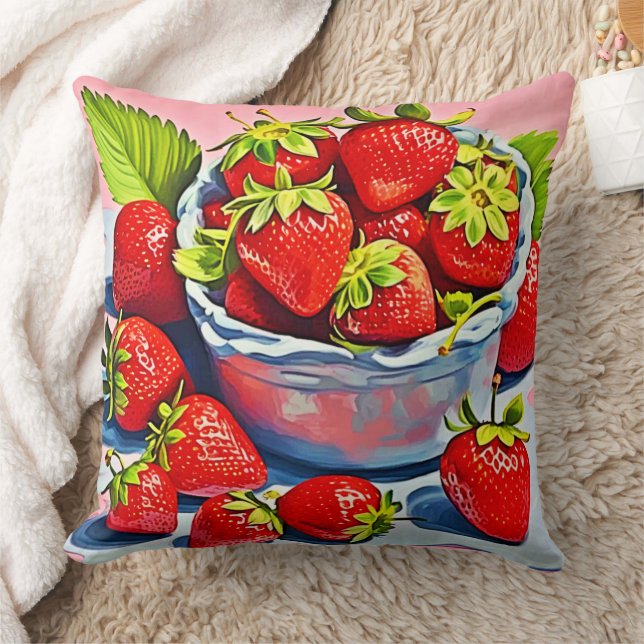 Verse schaal met aardbeien kussen (Deken)