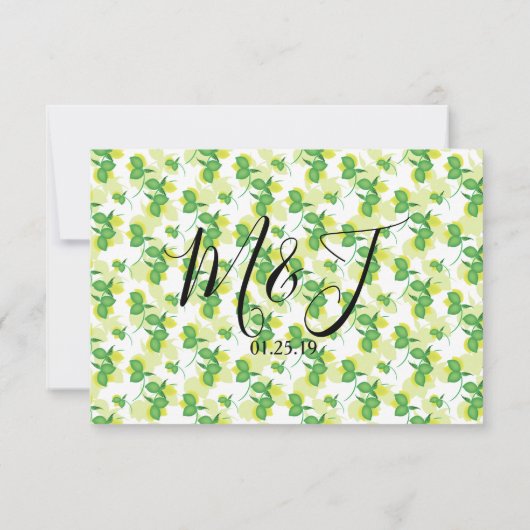 Verse Silo Citroen Lime Naadloos Patroon Bruiloft Kaart (Achterkant)