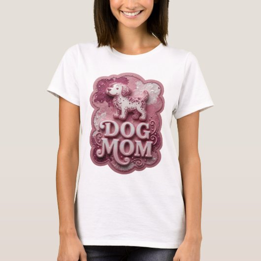 Verse Silveren DOG MOM Print T-shirt (Voorkant)