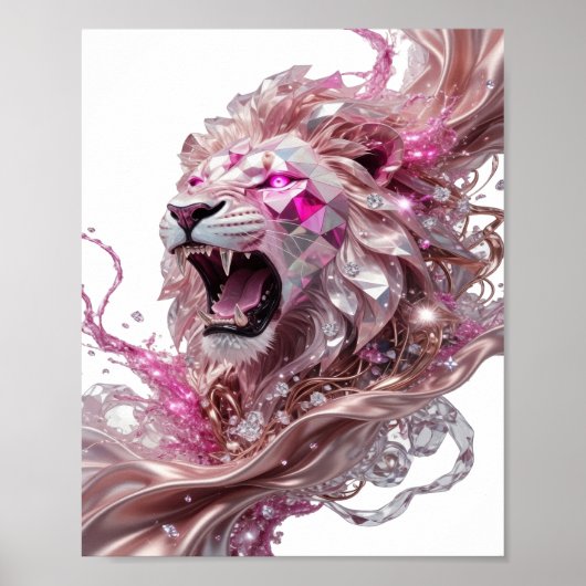 Verse Silveren LION KING Statement Ontwerp Poster (Voorkant)