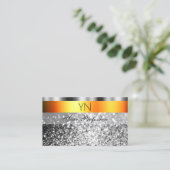 Verse Sinaasappel Silver Sparkling Glitter en Mono Visitekaartje (Staand voorkant)