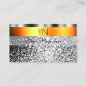 Verse Sinaasappel Silver Sparkling Glitter en Mono Visitekaartje (Voorkant)