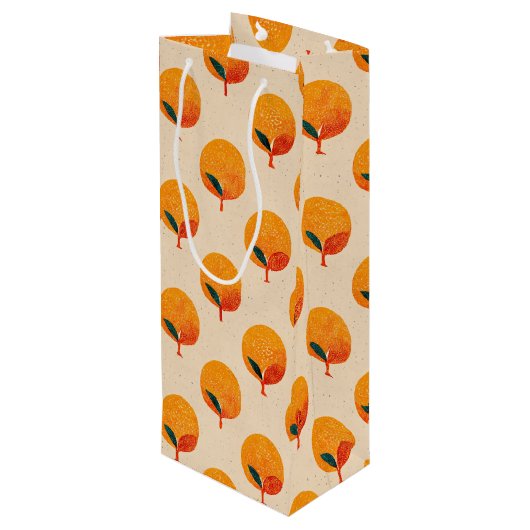 Verse Sinaasappels Illustratiewijn Wijn Cadeautas (Achterkant Gekanteld)