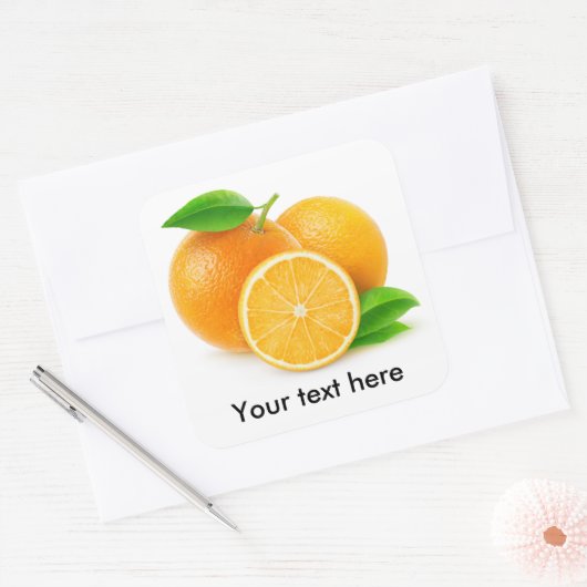 Verse sinaasappels vierkante sticker (Envelop)