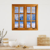 Verse sneeuw Herfst Square Faux-vensterverlichting Poster (Keuken)