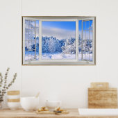 Verse sneeuw-Hoesje Fake-vensterverlichting Poster (Keuken)