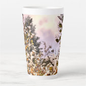 verse sneeuw op gekleurde bladeren latte mok (Voorkant)