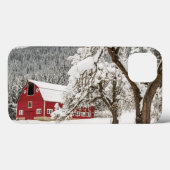 Verse sneeuw op rode schuur Case-Mate iPhone case (Achterkant (horizontaal))
