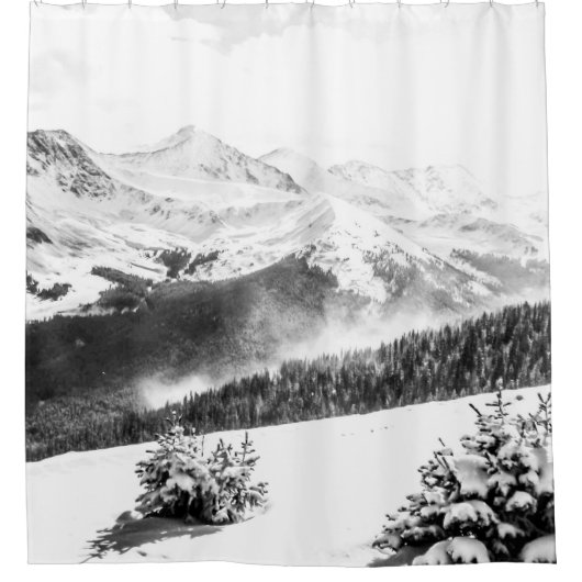 verse sneeuwstof // zwart en wit douchegordijn (Voorkant)