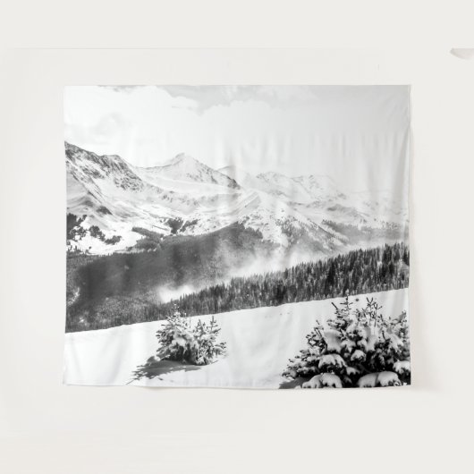 verse sneeuwstof // zwart en wit wandkleed (Voorkant (horizontaal))