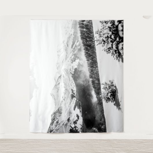 verse sneeuwstof // zwart en wit wandkleed (Voorkant)